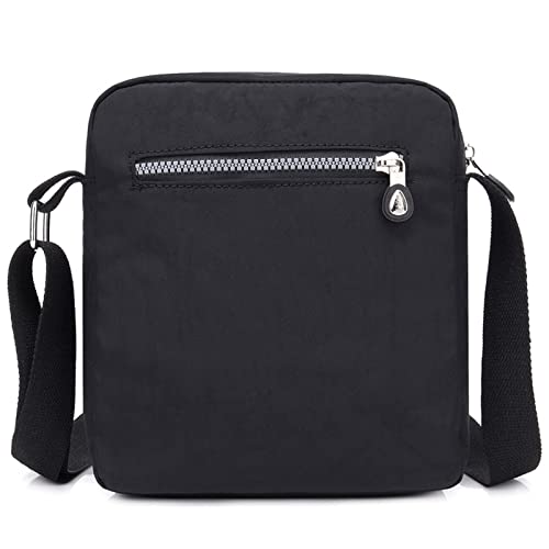 Blostirno Nylon Crossbody Bag Casual Shoulder Handbag Bags Multi Pocket Waterproof Purses for Women Black