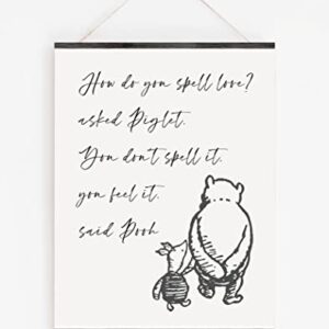 ‘Spell Love?’ Winnie the Pooh Quotes Wall Art | 8x10 UNFRAMED Black and White Minimalist Nursery Print | Pooh and Piglet Modern Home Decor