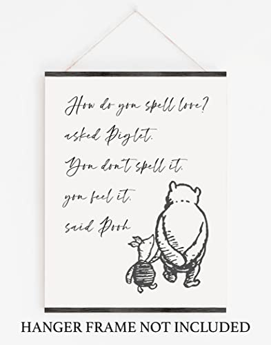 ‘Spell Love?’ Winnie the Pooh Quotes Wall Art | 8x10 UNFRAMED Black and White Minimalist Nursery Print | Pooh and Piglet Modern Home Decor