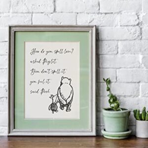 ‘Spell Love?’ Winnie the Pooh Quotes Wall Art | 8x10 UNFRAMED Black and White Minimalist Nursery Print | Pooh and Piglet Modern Home Decor