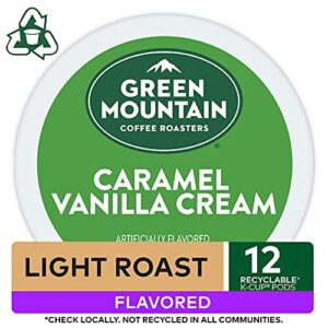 Green Mountain Coffee Roasters Caramel Vanilla Cream Keurig Single-Serve K-Cup pods, Light Roast Coffee, 12 Count