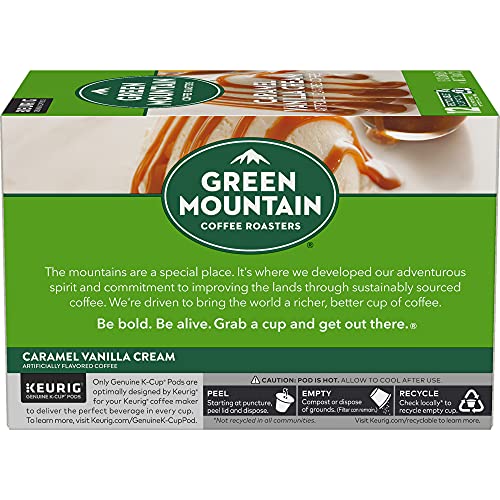 Green Mountain Coffee Roasters Caramel Vanilla Cream Keurig Single-Serve K-Cup pods, Light Roast Coffee, 12 Count