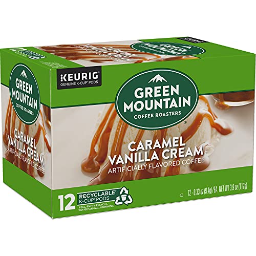 Green Mountain Coffee Roasters Caramel Vanilla Cream Keurig Single-Serve K-Cup pods, Light Roast Coffee, 12 Count