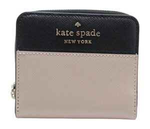 kate spade staci colorblock small zip around wallet warm beige black multi