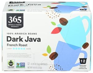 365 by whole foods market, coffee dark java french roast pods 12 count, 4.6 ounce