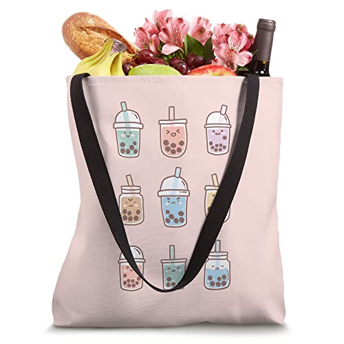 Cute Kawaii Boba Anime Bubble Tea Pastel Tote Bag