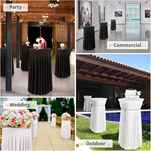 Round cocktail table skirt, white table cloth for highboy table, round tablecloth, spandex fitted table covers for 24 in tables, small corner table cover for high top party or wedding table