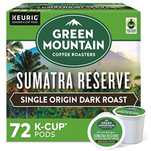 green mountain coffee roasters sumatra reserve, single-serve keurig k-cup pods, dark roast coffee, 72 count