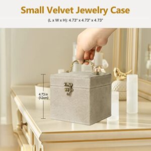 INMORVEN Small Jewelry Box Organizer, 3 Layer Velvet Travel Jewelry Case, Jewelry Box Organizer for Women Girls, Earring Organizer Ring Box, Jewelry Storage for Necklace Bracelets (Gray)