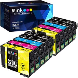 e-z ink (tm) remanufactured ink cartridge replacement for epson 220 xl 220xl t220xl to use with wf-2760 wf-2750 wf-2630 wf-2650 wf-2660 xp-320 xp-420 xp-424(4 black, 2 cyan, 2 magenta, 2 yellow)10pack