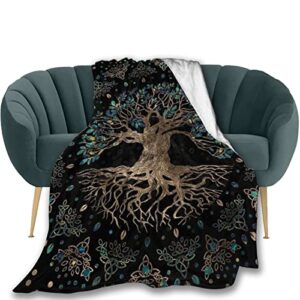 FEILUOKE Viking Tree of Life Blanket Super Soft and Comfortable Warm Flannel Throw Blanket Sofa Bedroom Bed Blanket Adult Children 80x60 Inches