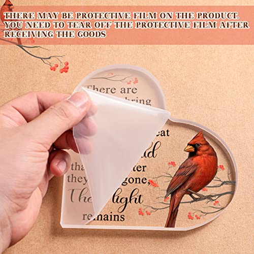 Red Cardinal Gifts Sympathy Gifts Memorial Gift for Loss of Loved One Sympathy Decorations Acrylic Glass Heart Memorial Gift Table Centerpieces Remembrance Decor (Classic Style)