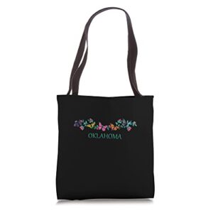 oklahoma state souvenir butterfly flower graphic tote bag