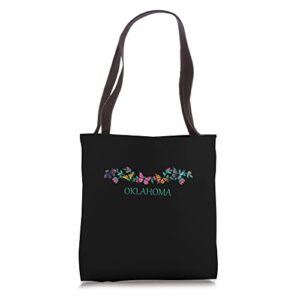 Oklahoma State Souvenir Butterfly Flower Graphic Tote Bag