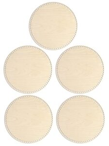 premium baltic birch plywood large round 12″ x 5 pcs wooden basket bottoms set, solid wooden base for diy