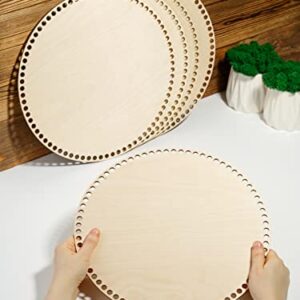 Premium Baltic birch plywood large Round 12" x 5 pcs Wooden Basket Bottoms set, solid wooden base for DIY