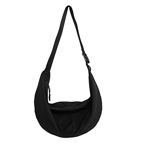 GAI Hobo Crossbody Bags For Women Hipster Hippie Bag Boho Sling Crossbody Bag Dumpling Bag Unisex (Black)