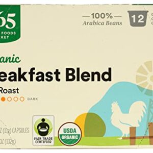 365 by Whole Foods Market, Coffee Breakfast Blend City Roast Pods Organic 12 Count, 4.6 Ounce (Packaging May Vary)