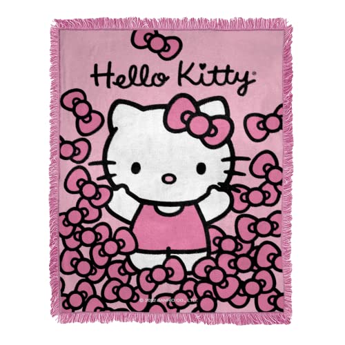 Northwest Woven Jacquard Throw Blanket, 46" x 60", Hello Kitty More Bows