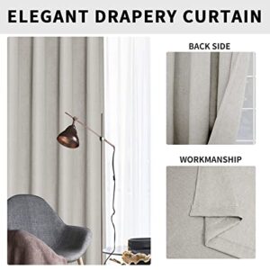 Easy-Going Luxury Double Linen Blackout Curtain 84 Inch Length Grommet Window Curtain Drapes for Bedroom, Living Room Thermal Insulated Room Darkening (Set of 2 Panels, Natural)