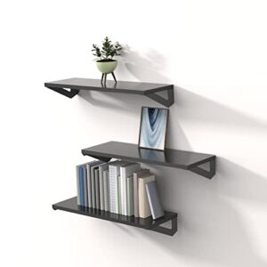 nihome black floating shelves for wall decor industrial wall shelves for storage bedroom hanging bathroom shelf floating bookshelf set of 3
