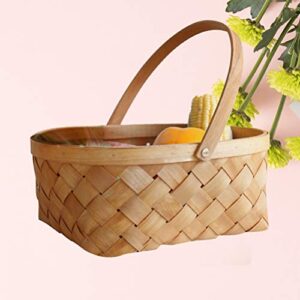 ULTNICE Rattan Storage Container, Handmade Seagrass Basket Wooden Woven Storage Basket Houseware Storage Basket with Handle 1pcs ( Large )