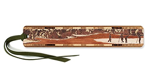 Golfers on The Green Engraved Wooden Bookmark with Suede Tassel - Also Available with Personalization - Made in The USA