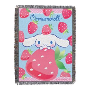 Northwest Woven Tapestry Throw Blanket, 48" x 60", Cinnamoroll Strawberry Surprise