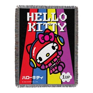 northwest woven tapestry throw blanket, 48″ x 60″, hello kitty cute game
