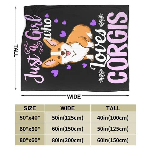 Cute Corgi Throw Blanket Just A Girl Who Loves Corgis for Women Corgi Lover Soft Cozy Fuzzy Fleece Blanket for Sofa Bed Couch Chair Living Room 40"x50"