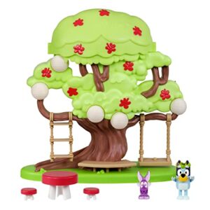 bluey tree playset with secret hideaway, flower crown and fairy figures and accessories