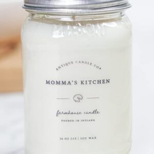 Antique Candle Co.® Momma's Kitchen 16 Ounce Soy Wax Candle, 80 Hour Burn Time, Cotton Wick, Mason Jar Candle (Momma's Kitchen)