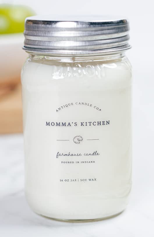 Antique Candle Co.® Momma's Kitchen 16 Ounce Soy Wax Candle, 80 Hour Burn Time, Cotton Wick, Mason Jar Candle (Momma's Kitchen)