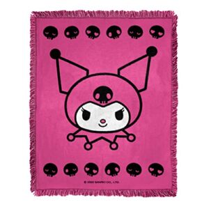 northwest woven jacquard throw blanket, 46″ x 60″, kuromi sugar and skulls