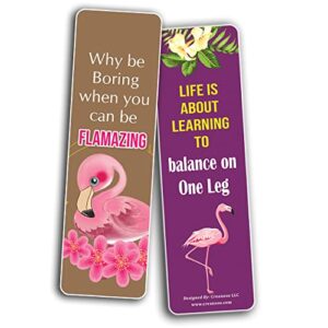 Creanoso All About Flamingo Bookmarks (10-Sets X 6 Cards) – Daily Inspirational Card Set – Interesting Book Page Clippers – Great Gifts for Adults and Teens