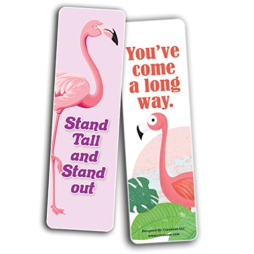 Creanoso All About Flamingo Bookmarks (10-Sets X 6 Cards) – Daily Inspirational Card Set – Interesting Book Page Clippers – Great Gifts for Adults and Teens