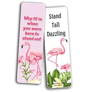 Creanoso All About Flamingo Bookmarks (10-Sets X 6 Cards) – Daily Inspirational Card Set – Interesting Book Page Clippers – Great Gifts for Adults and Teens