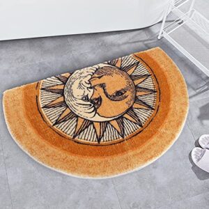 Creative semi-Circular Area Carpet Anti-Slip Super Absorbent Carpet,Sun and Moon mat,Shaggy Throw Rug for Living Room Bedroom Bathroom Home Decor