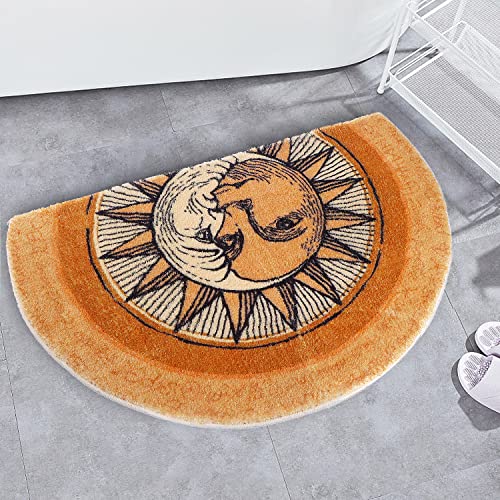 Creative semi-Circular Area Carpet Anti-Slip Super Absorbent Carpet,Sun and Moon mat,Shaggy Throw Rug for Living Room Bedroom Bathroom Home Decor