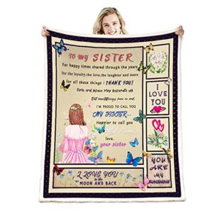 sister gifts birthday gifts for sister throw blanket,sister birthday gifts from sister,sister christmas valentines day gifts,gifts for big sister-bestie -sister in law soft warm throws blanket