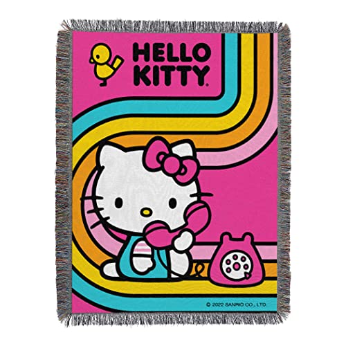 Northwest Woven Tapestry Throw Blanket, 48" x 60", Hello Kitty Let's Chat