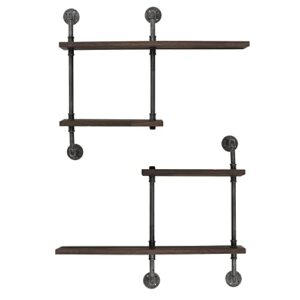 thronkenger industrial pipe shelving,rustic floating shelves with wood plank,metal pipe wall shelf industrial shelves for wall, bedroom, living room, bathroom (a)