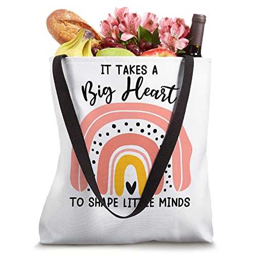 Jy2E Rainbow It Takes A Big Heart To Shape Little Minds Tote Bag