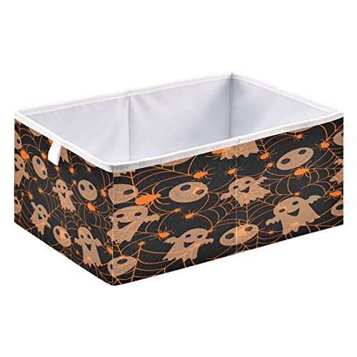 Kigai Collapsible Storage Baskets Halloween Spooky Spider Web Rectangular Storage Bins Baskets for Organizing Fabric Collapsible Storage Organizer for Bedroom Home Decor