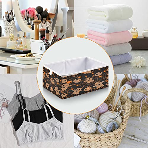 Kigai Collapsible Storage Baskets Halloween Spooky Spider Web Rectangular Storage Bins Baskets for Organizing Fabric Collapsible Storage Organizer for Bedroom Home Decor