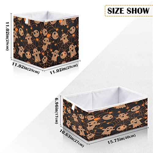 Kigai Collapsible Storage Baskets Halloween Spooky Spider Web Rectangular Storage Bins Baskets for Organizing Fabric Collapsible Storage Organizer for Bedroom Home Decor