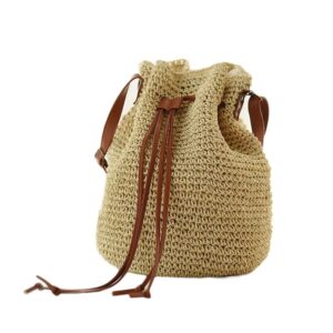 women’s straw backpack shoulders bag casual hobo woven bag beach backpack top handle summer beach backpack