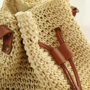 Women's Straw Backpack Shoulders Bag Casual Hobo Woven Bag Beach Backpack Top Handle Summer Beach Backpack