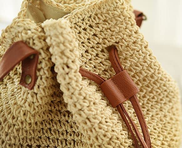 Women's Straw Backpack Shoulders Bag Casual Hobo Woven Bag Beach Backpack Top Handle Summer Beach Backpack