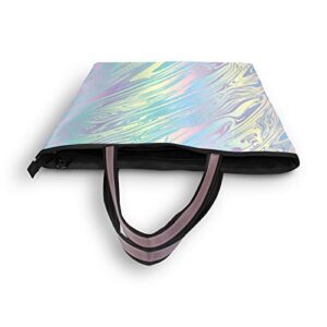 Bolaz Tote Bag with Pockets for Women Rainbow Marble Colorful Art Shoulder Bag Handbags Zipper Work Small Travel Office Business